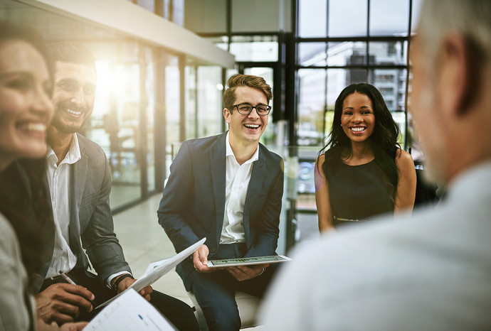 Business professionals working together