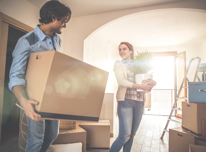 Couple moving into a new home