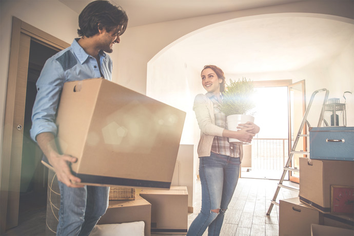 Couple moving into a new home