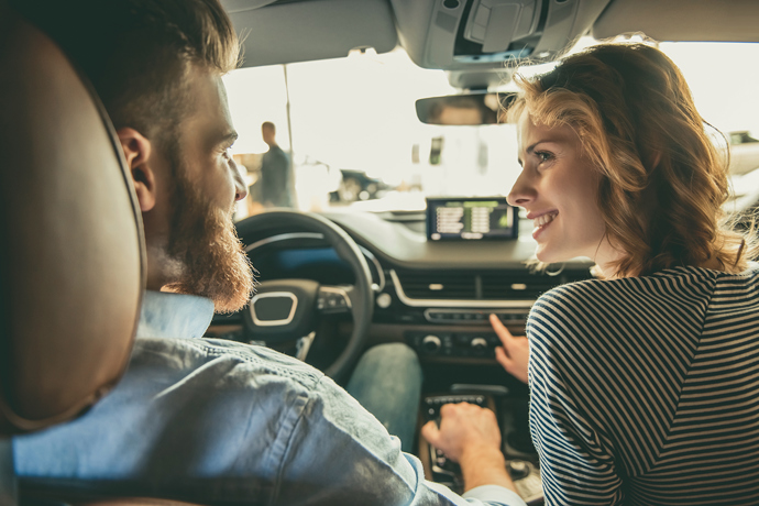 Couple buying new car