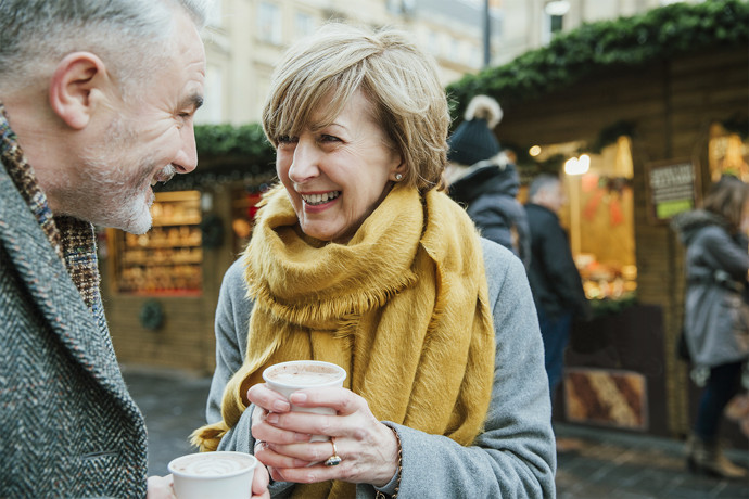 Couple enjoying coffee