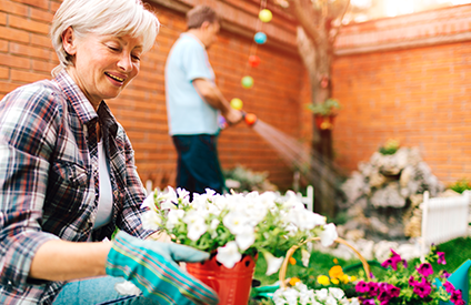 Woman planting some flowers