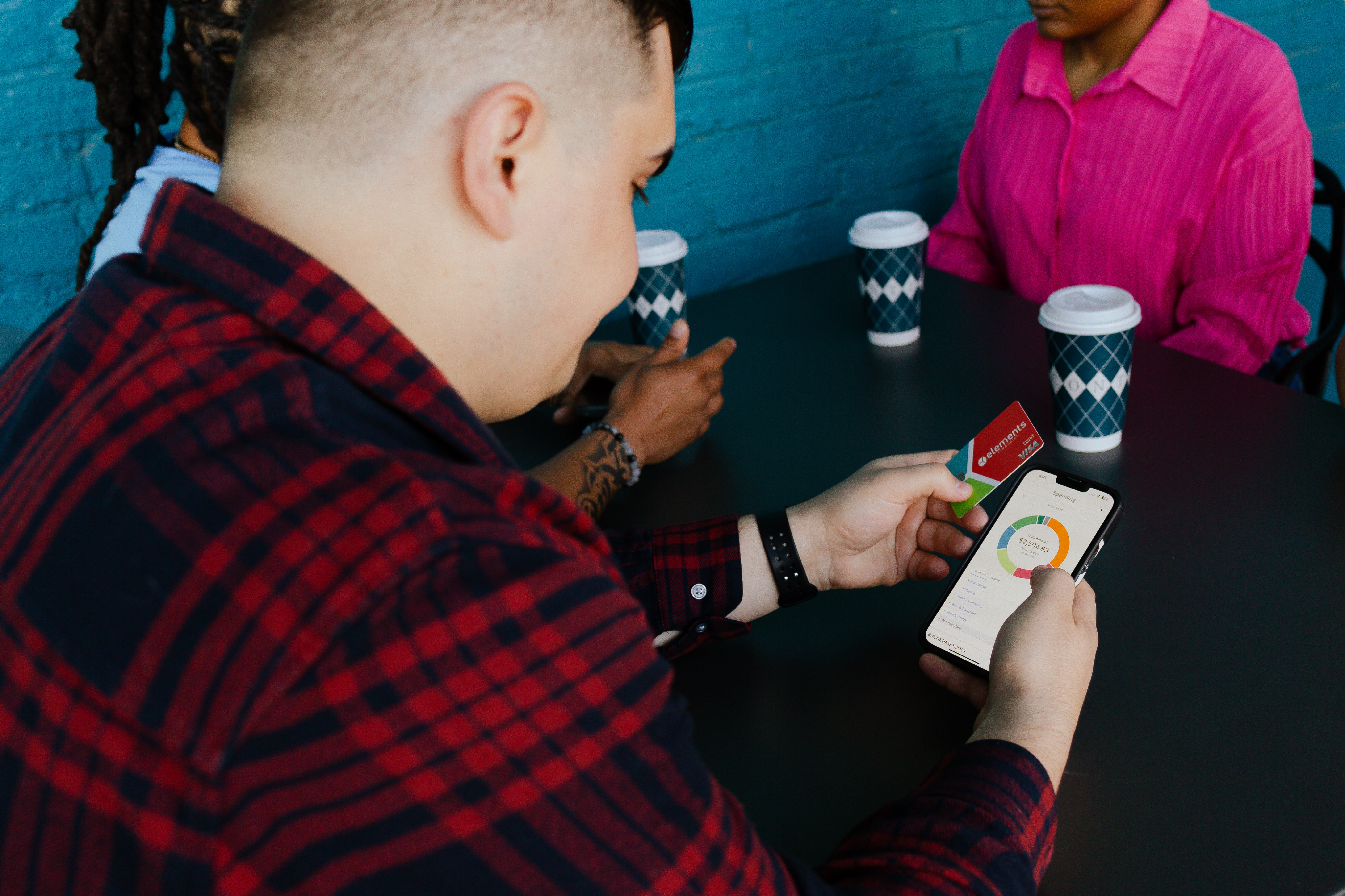 Male checking his banking account on his phone