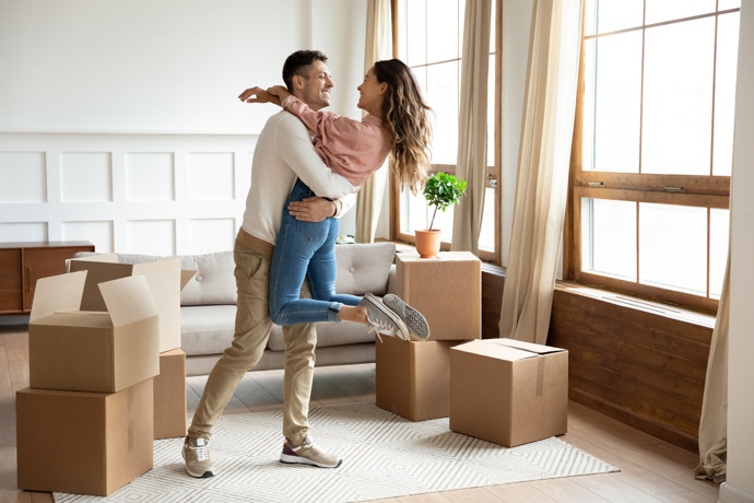 Couple in their new home