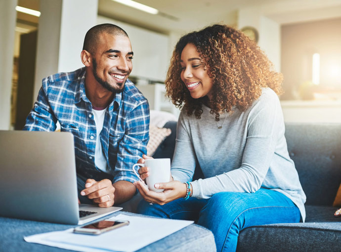 Couple checking out their finances