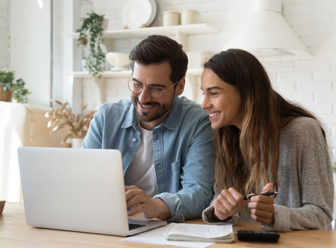 A couple looking at their finances