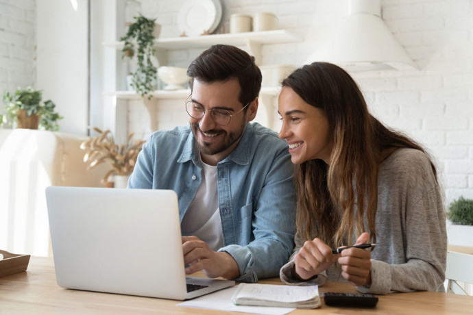 A couple looking at their finances