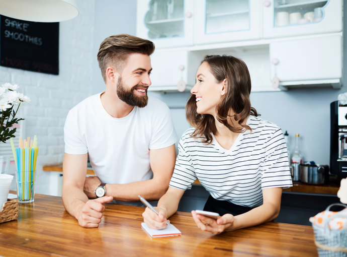 Couple enjoying their finances.