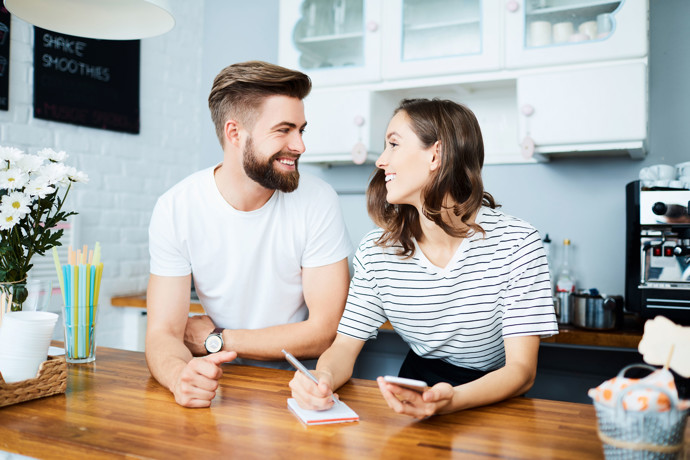 Couple enjoying their finances.
