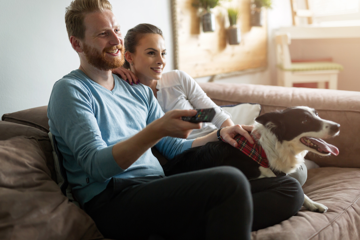 Couple watching TV.