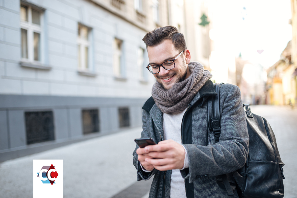 Man checking his card activity with Card Control.